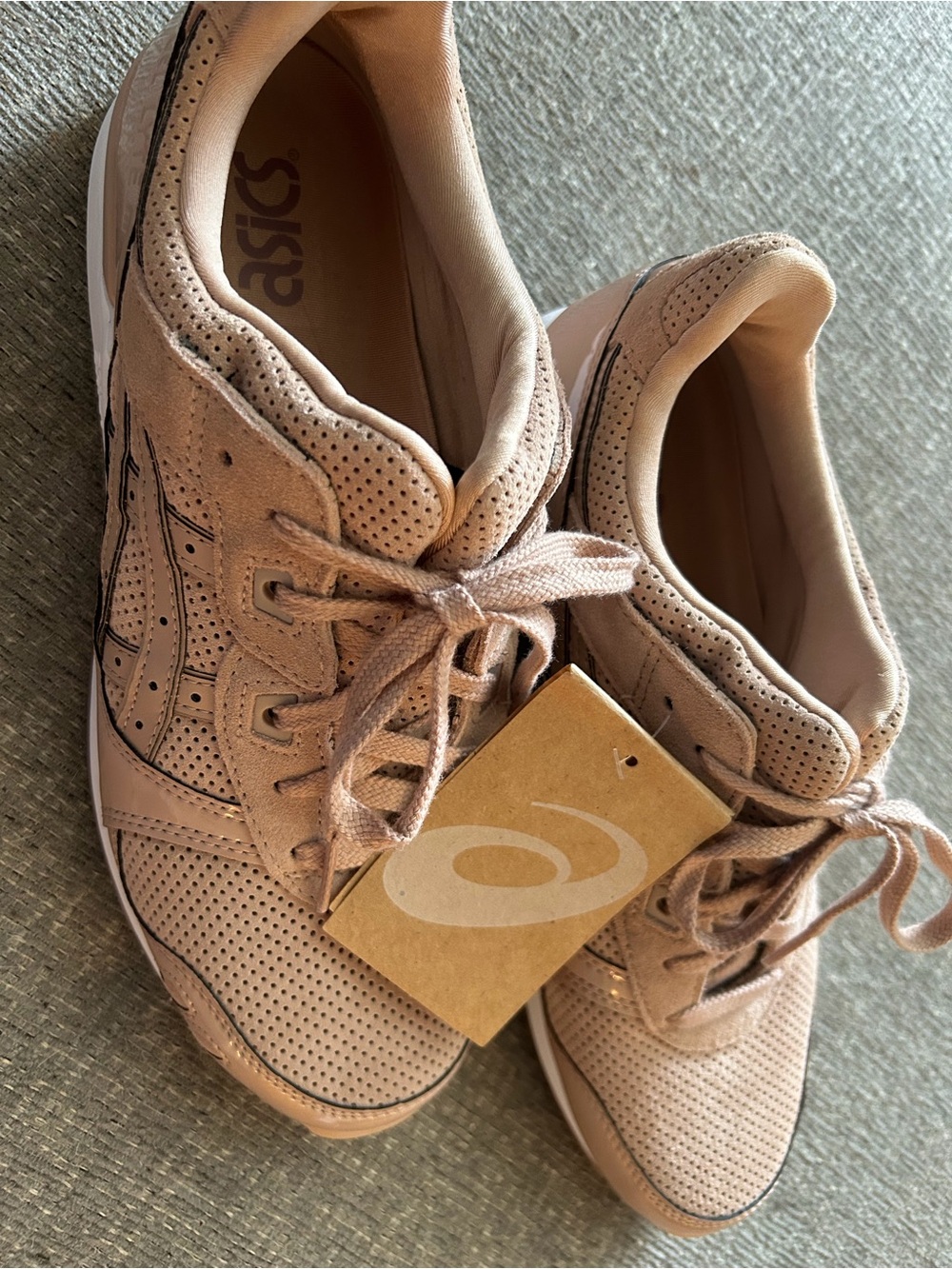 ASICS Men’s Light Beige Suede Perforated Lace-Up Sneakers